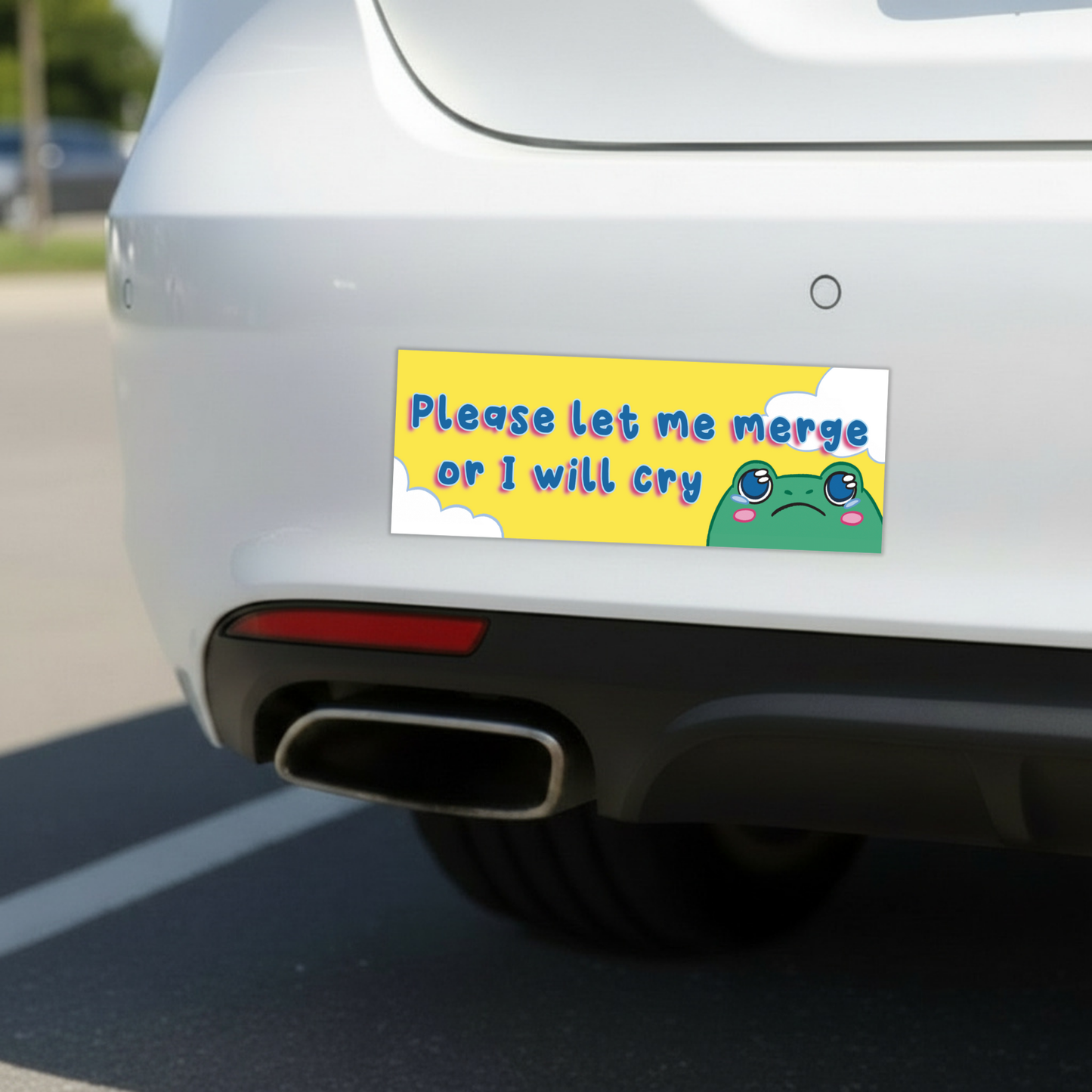 Please Let Me Merge Or I Will Cry Car Magnet | Funny Bumper Magnet-Sleazy Greetings-The Bullish Store