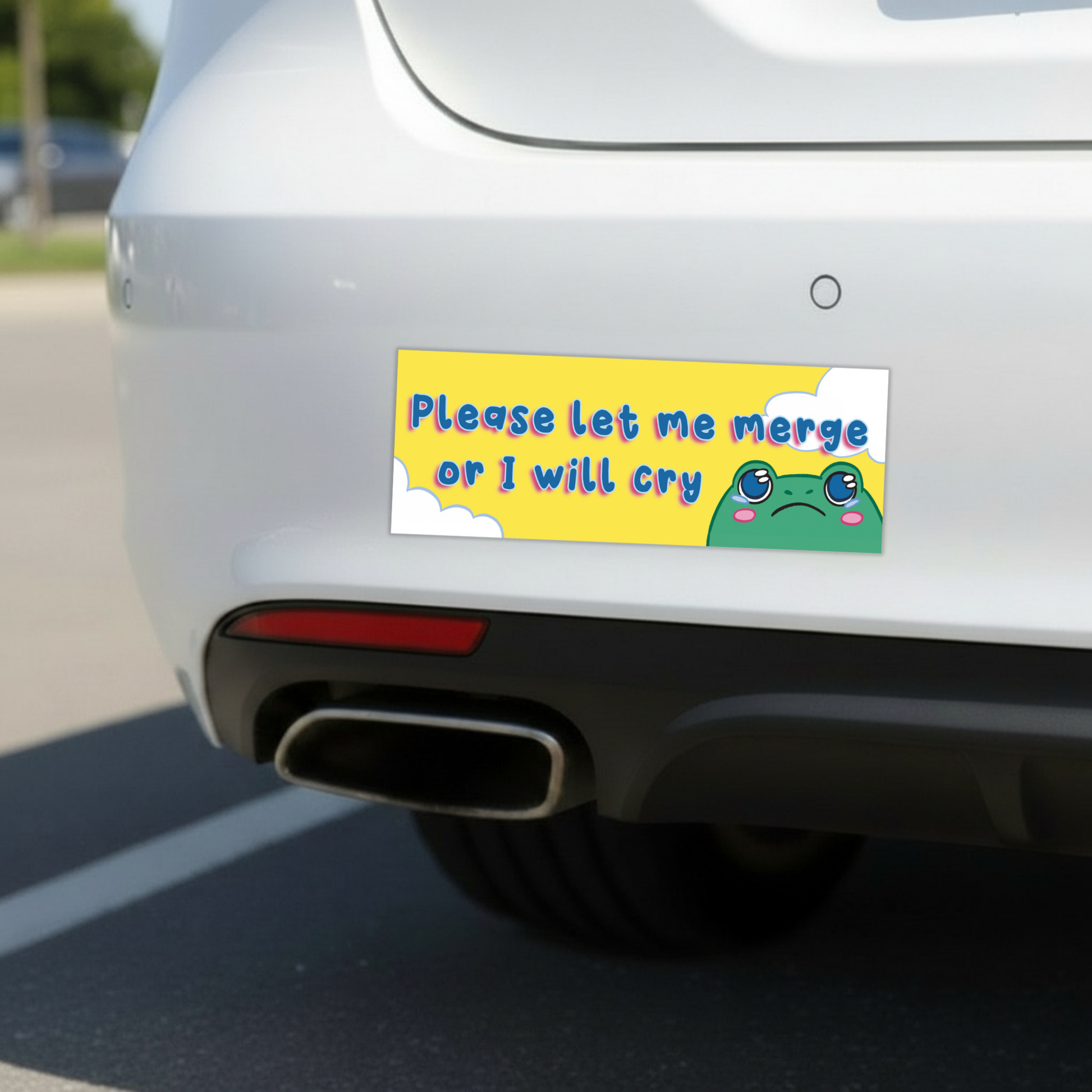 Please Let Me Merge Or I Will Cry Car Magnet | Funny Bumper Magnet-Sleazy Greetings-The Bullish Store