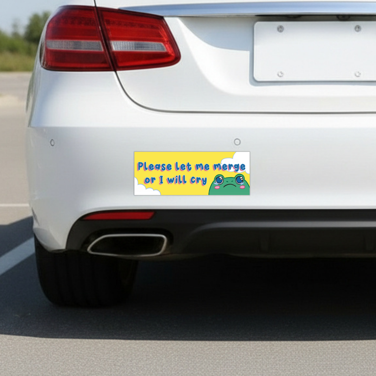 Please Let Me Merge Or I Will Cry Car Magnet | Funny Bumper Magnet-Sleazy Greetings-The Bullish Store