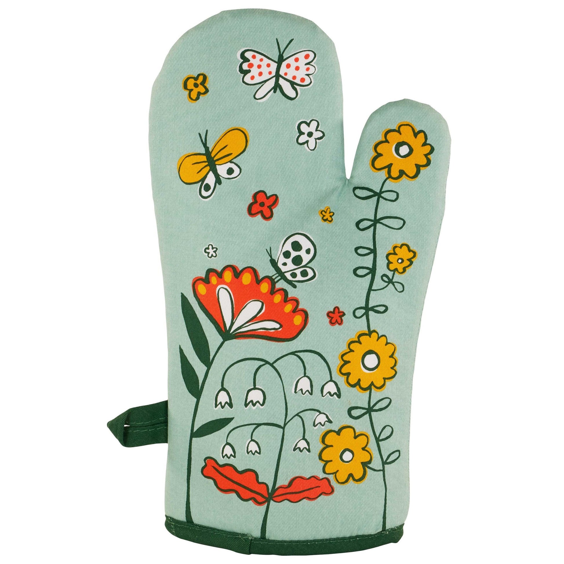 Please One Shitstorm At A Time Flowers and Butterflies Oven Mitt | Insulated Cotton Pot Holder | BlueQ at GetBullish