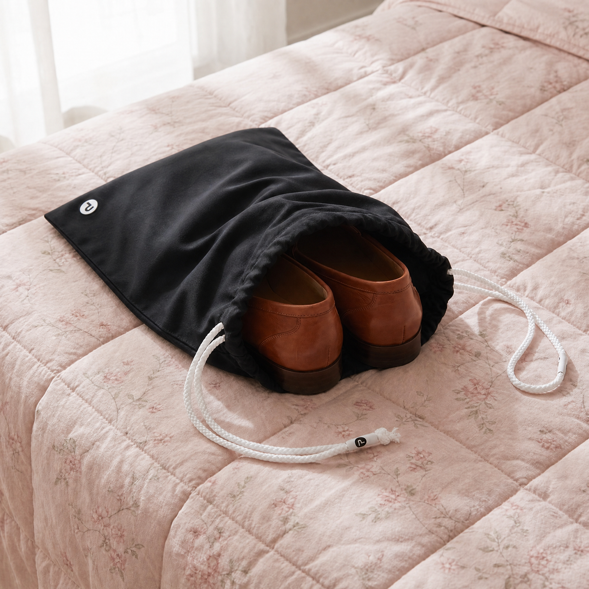Pom Sack Shoe Bag in Black | Carry Around Drawstring Shoe Pouch | 10.4" x 14.5"-Creative Brands-The Bullish Store
