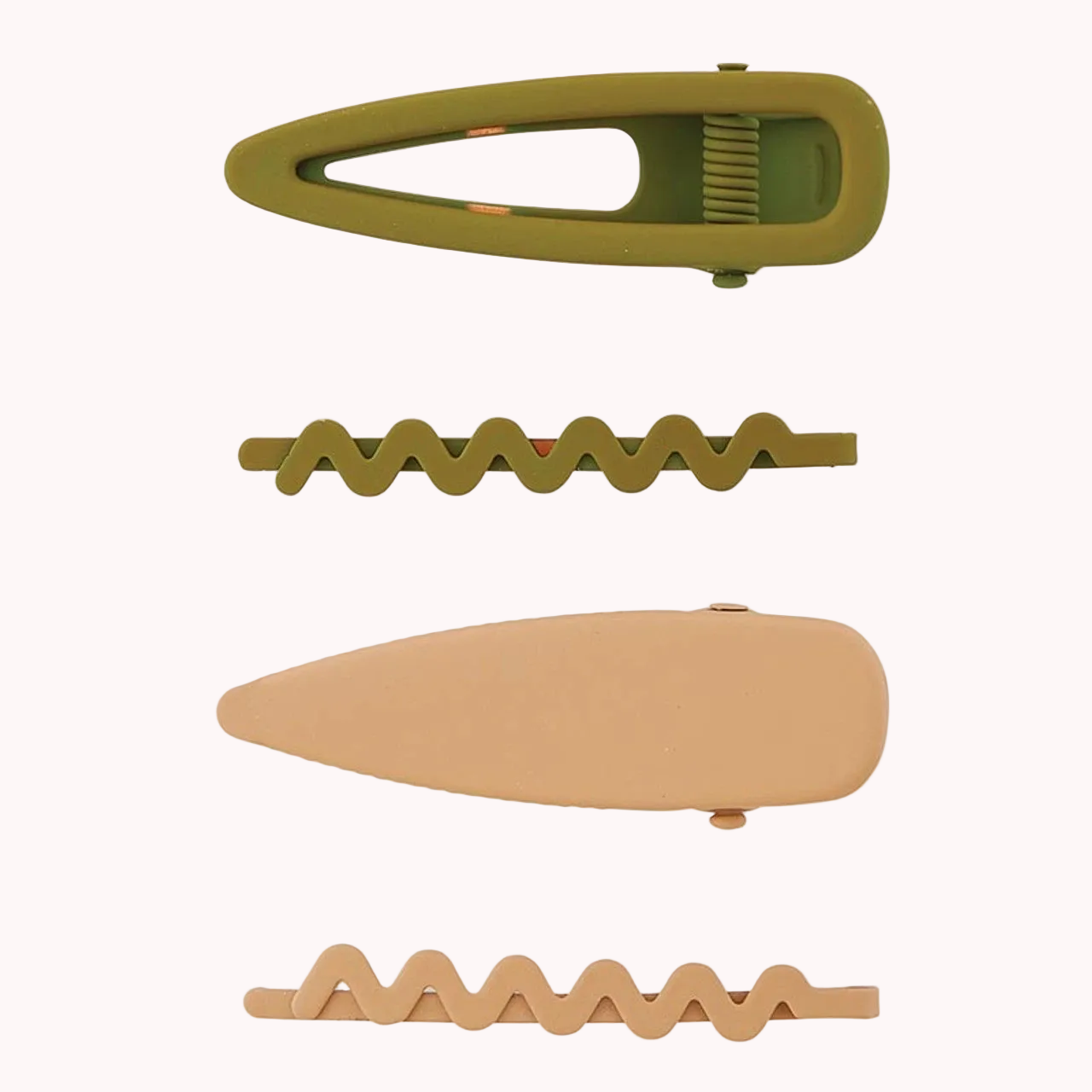 Pomchies Barrette Set | Hair Clips in Olive Camo & Black/Nude