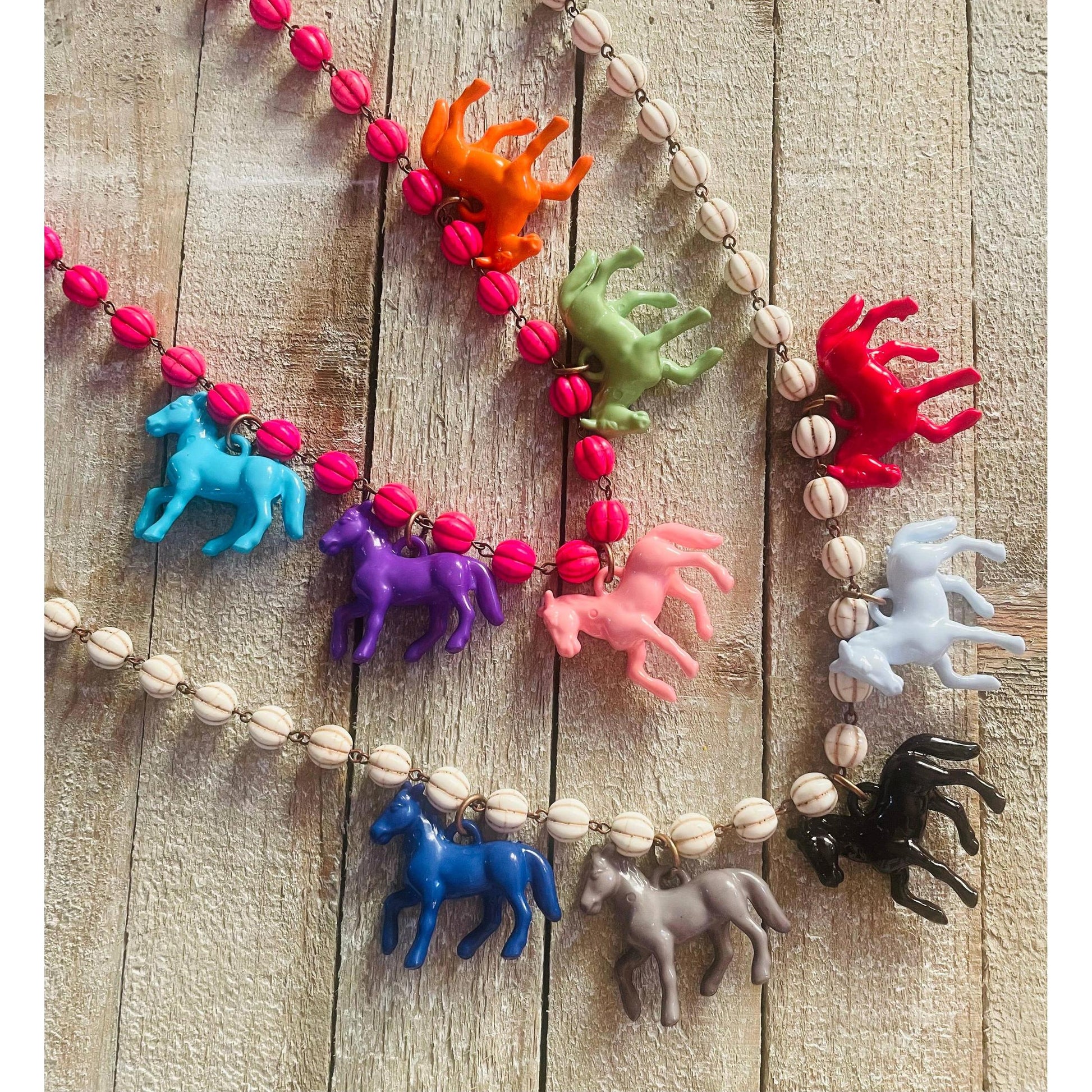 Pony Horse Club Necklace on Pink Beads | Handmade in the US