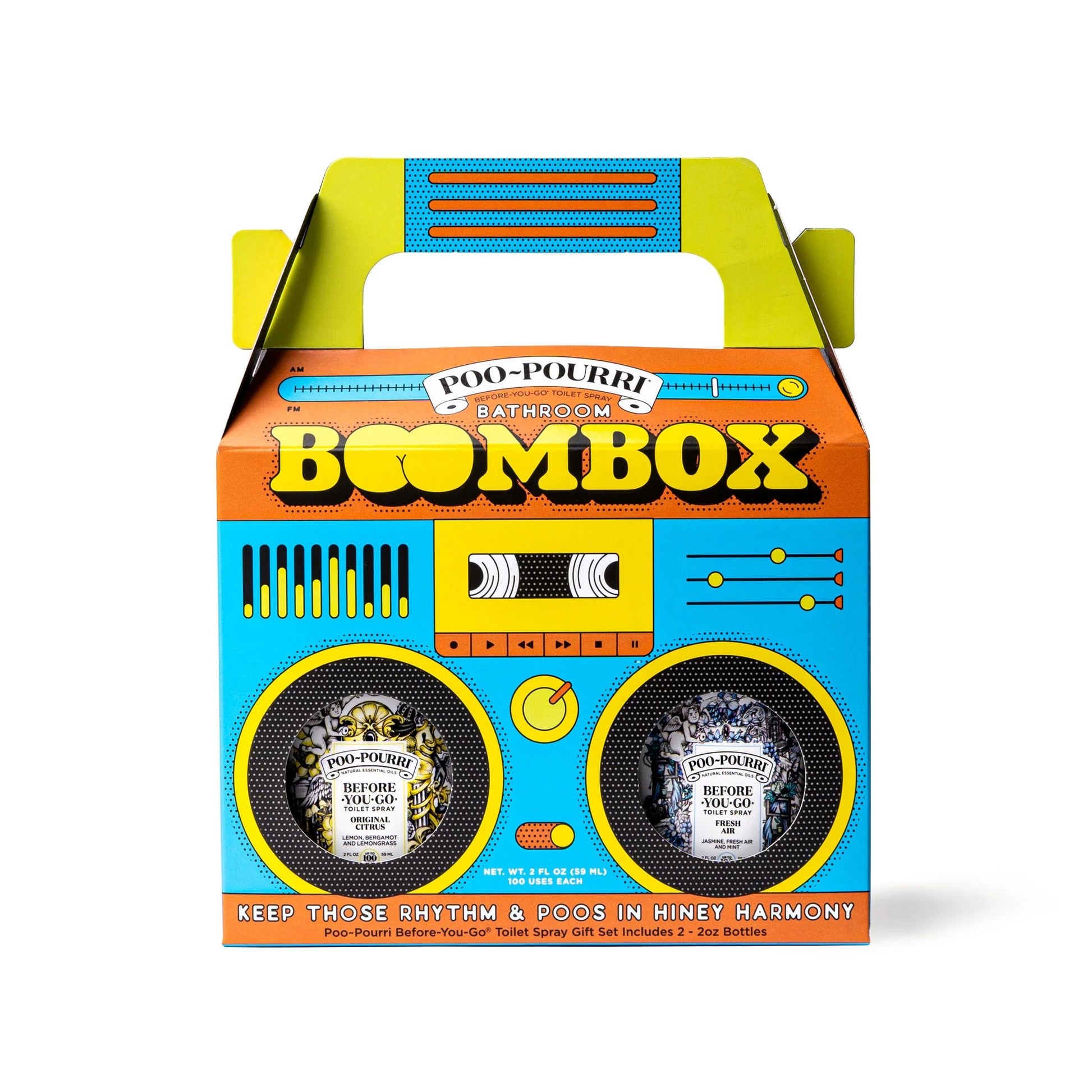 Poo~Pourri Bathroom Boombox Toilet Spray Gift Set in Original Citrus + Fresh Air Scent | 2 Bathroom Sprays