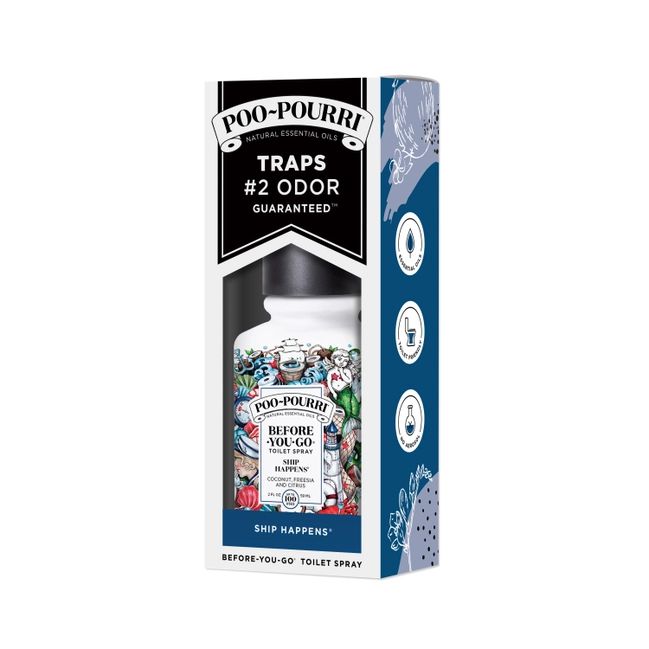 Poo~Pourri Ship Happens Toilet Spray in Coconut + Freesia + Citrus Scent | 2 oz. Mini Bathroom Air Freshener Deodorizer