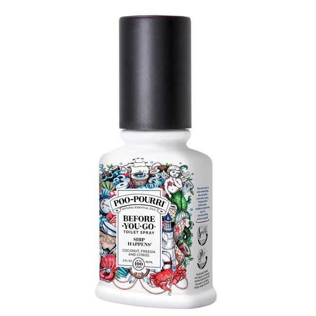 Poo~Pourri Ship Happens Toilet Spray in Coconut + Freesia + Citrus Scent | 2 oz. Mini Bathroom Air Freshener Deodorizer