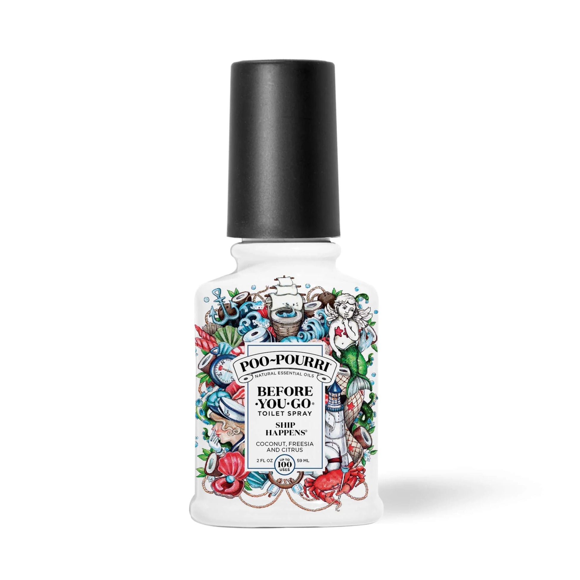 Poo~Pourri Ship Happens Toilet Spray in Coconut + Freesia + Citrus Scent | 2 oz. Mini Bathroom Air Freshener Deodorizer