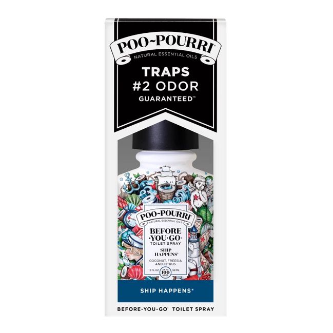 Poo~Pourri Ship Happens Toilet Spray in Coconut + Freesia + Citrus Scent | 2 oz. Mini Bathroom Air Freshener Deodorizer