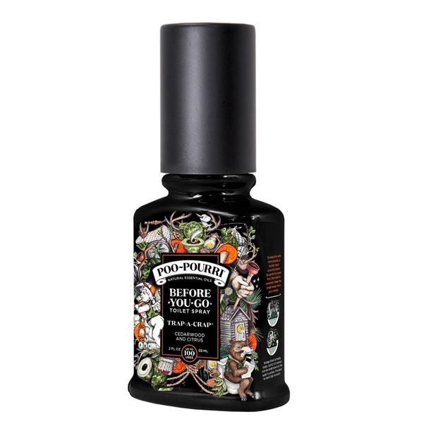 Poo~Pourri Trap-A-Crap Toilet Spray in Cedarwood + Citrus Scent | 2 oz. Mini Bathroom Air Freshener Deodorizer