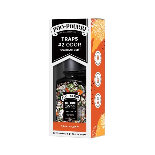 Poo~Pourri Trap-A-Crap Toilet Spray in Cedarwood + Citrus Scent | 2 oz. Mini Bathroom Air Freshener Deodorizer