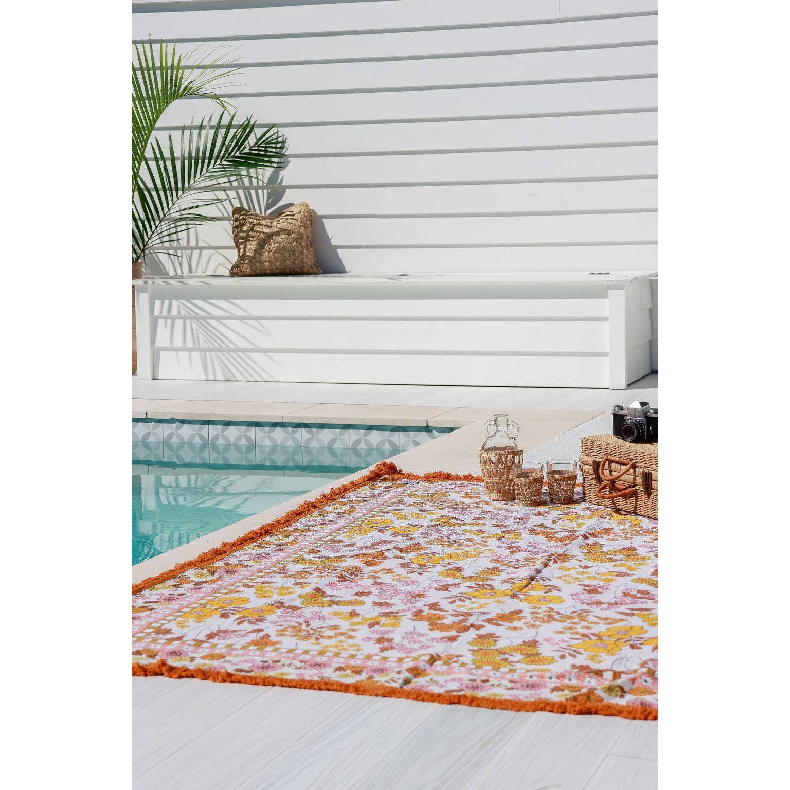 Poppy Throw Blanket or Beach Blanket | Extra Large 63" x 79" Woven Snuggle Blanket, Picnic Mat