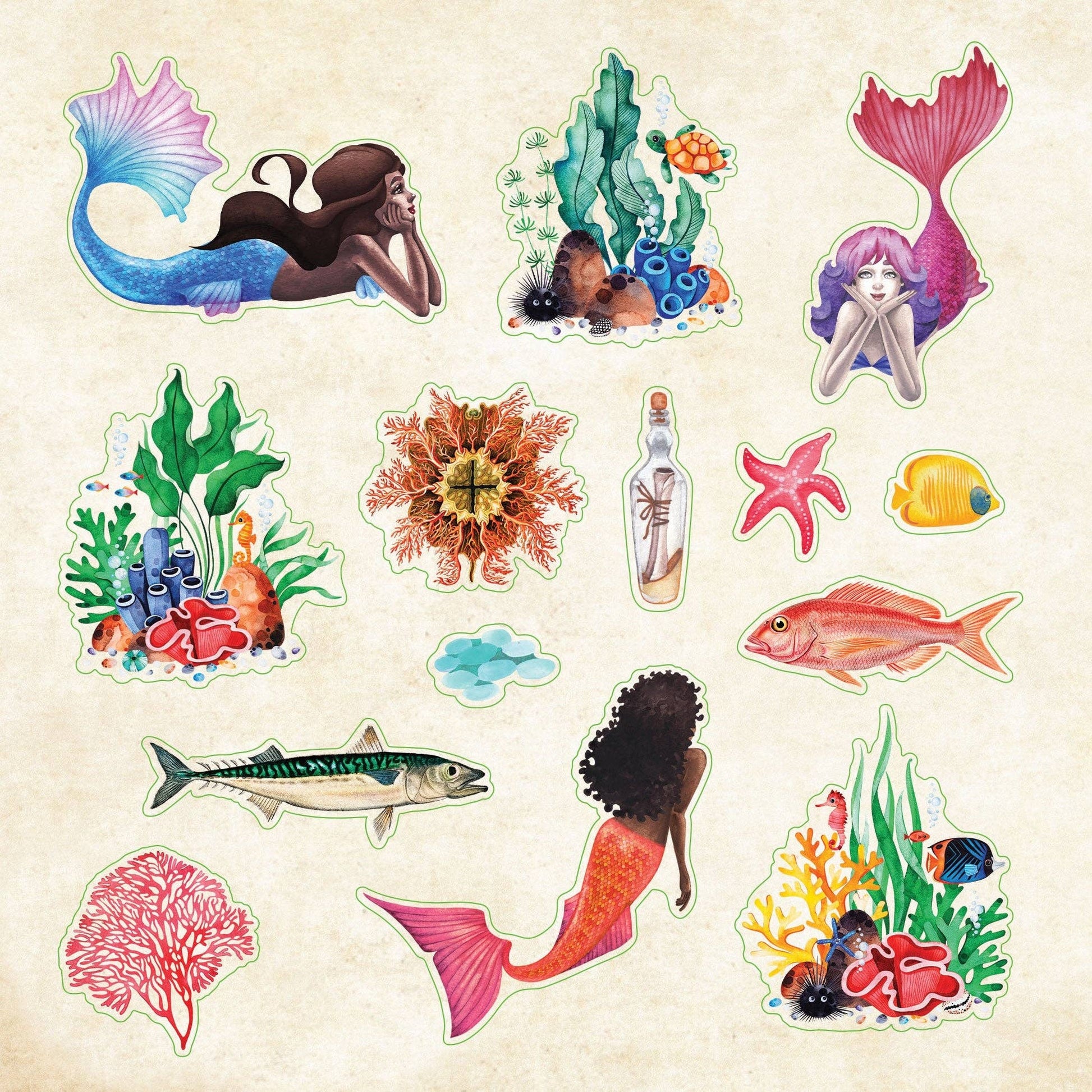 Poseidon's Kingdom Sticker Book | 50 Pages Astonishing Oceanic Decals Collection | 6.5''