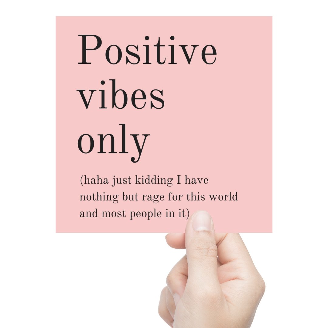Positive Vibes Only (Plus Rage) Flexible Thin Magnet in Blush Pink