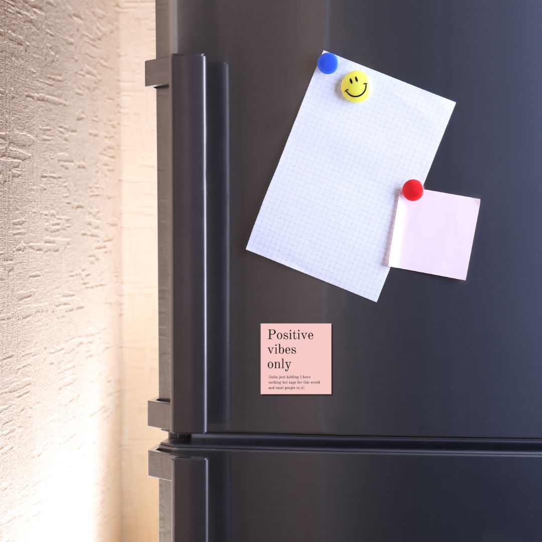 Positive Vibes Only (Plus Rage) Flexible Thin Magnet in Blush Pink