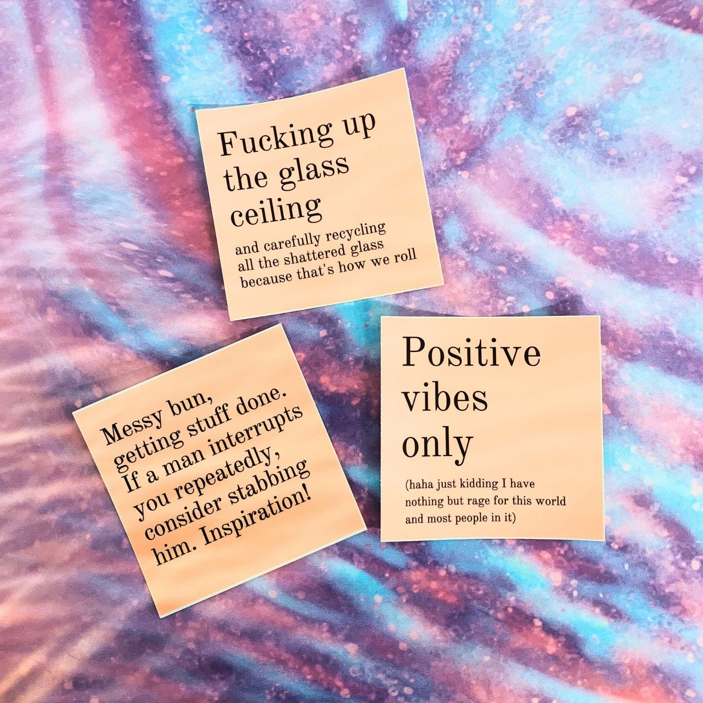 Positive Vibes Only (Plus Rage) Vinyl Weatherproof Sticker in Blush Pink