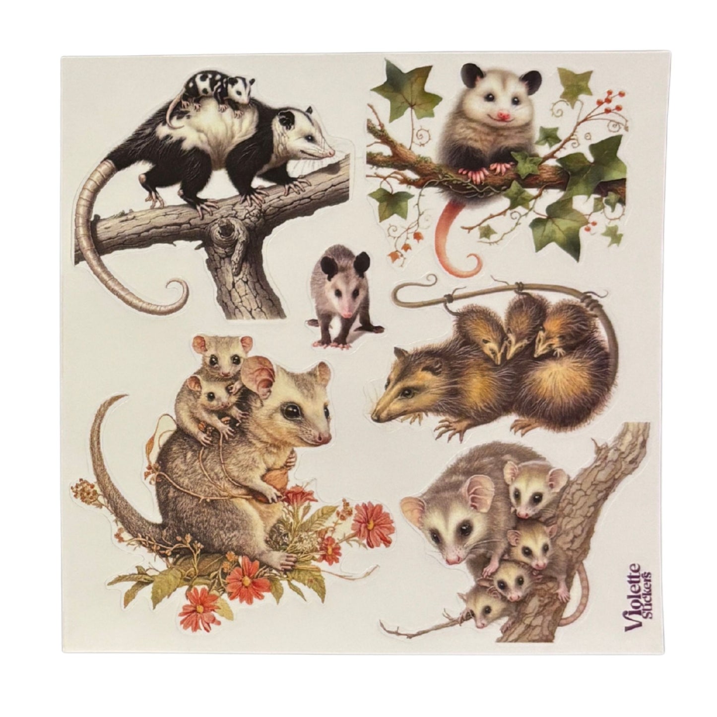 Possum Stickers | 4" x 4" | 2 Sheets