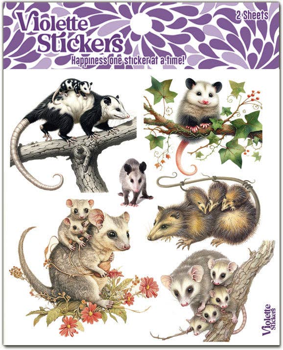 Possum Stickers | 4" x 4" | 2 Sheets