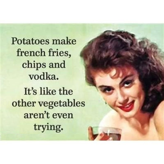 Potatoes Make French Fries, Chips and Vodka Magnet | 2" x 3"-Ephemera-The Bullish Store