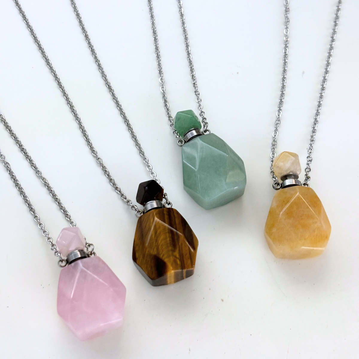 Potion Bottle Crystal Necklace in 4 Colorways | Refillable Natural Stone Vial Pendant-Paper & Quartz-The Bullish Store