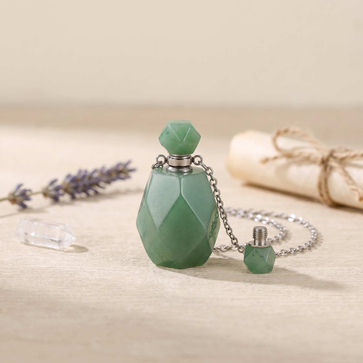 Potion Bottle Crystal Necklace in 4 Colorways | Refillable Natural Stone Vial Pendant-Paper & Quartz-The Bullish Store