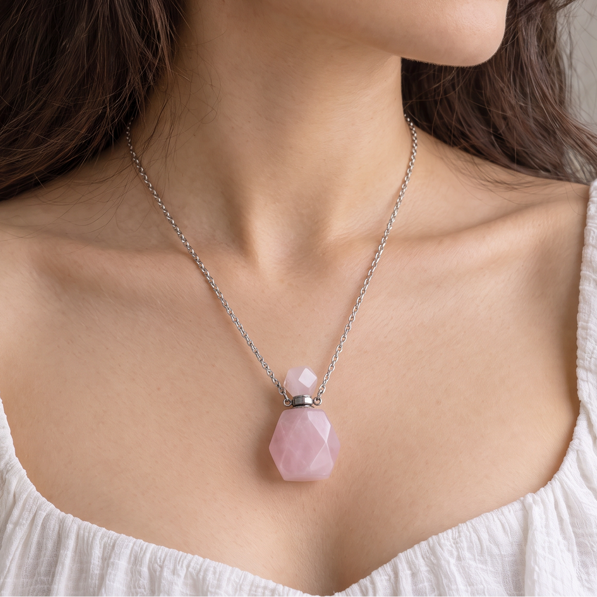 Potion Bottle Crystal Necklace in 4 Colorways | Refillable Natural Stone Vial Pendant-Paper & Quartz-The Bullish Store
