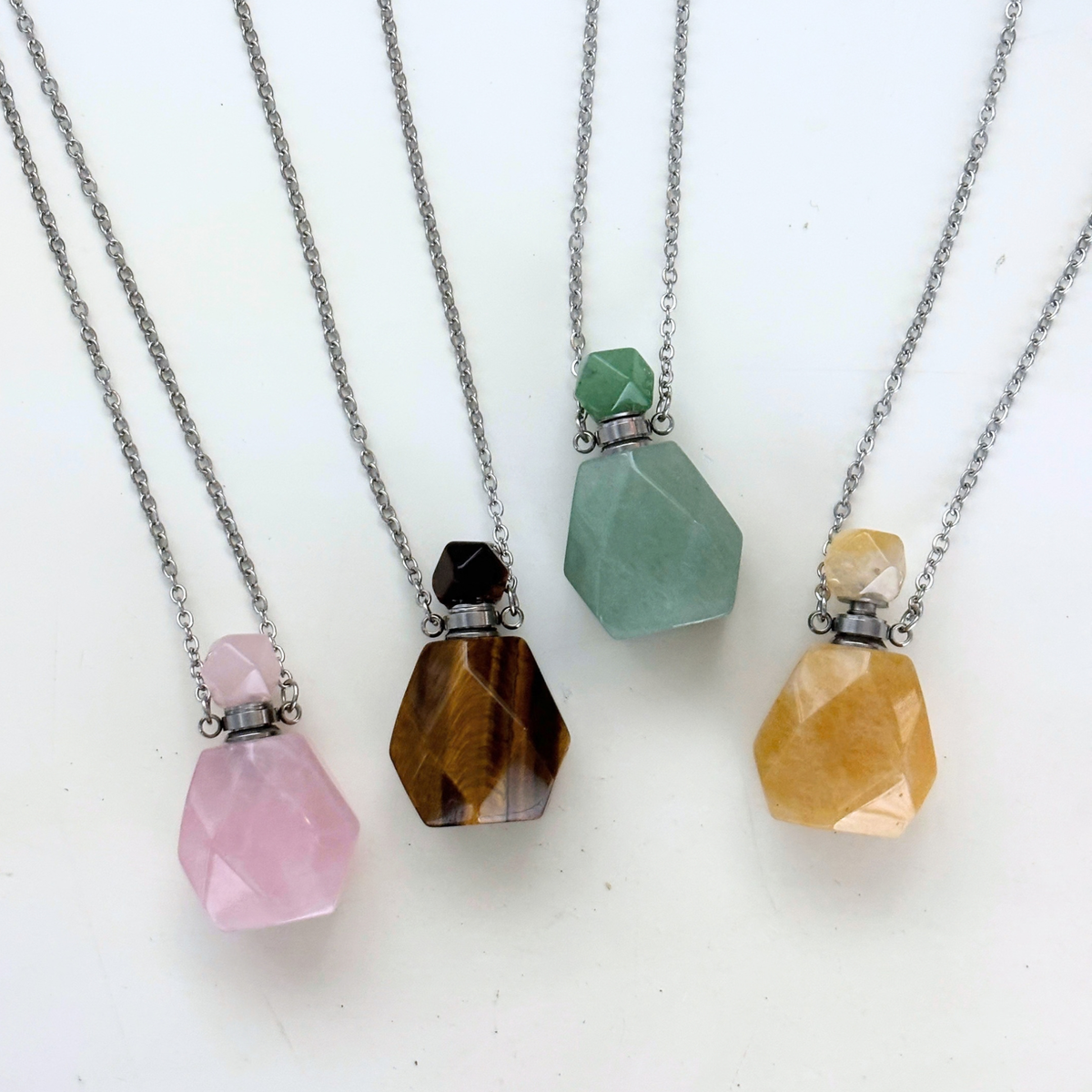 Potion Bottle Crystal Necklace in 4 Colorways | Refillable Natural Stone Vial Pendant-Paper & Quartz-The Bullish Store