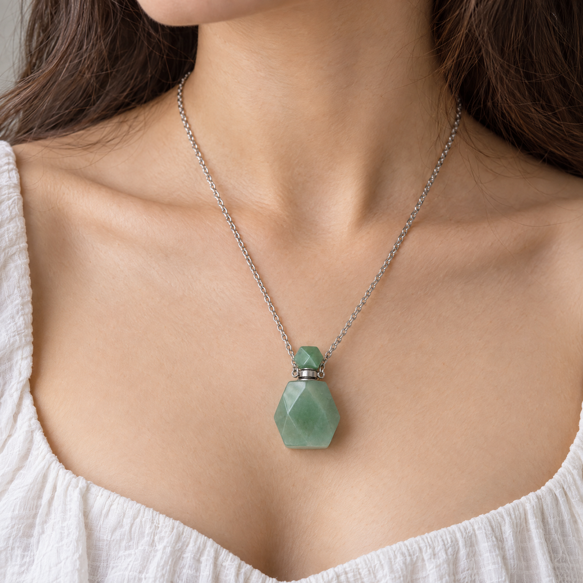 Potion Bottle Crystal Necklace in 4 Colorways | Refillable Natural Stone Vial Pendant-Paper & Quartz-The Bullish Store