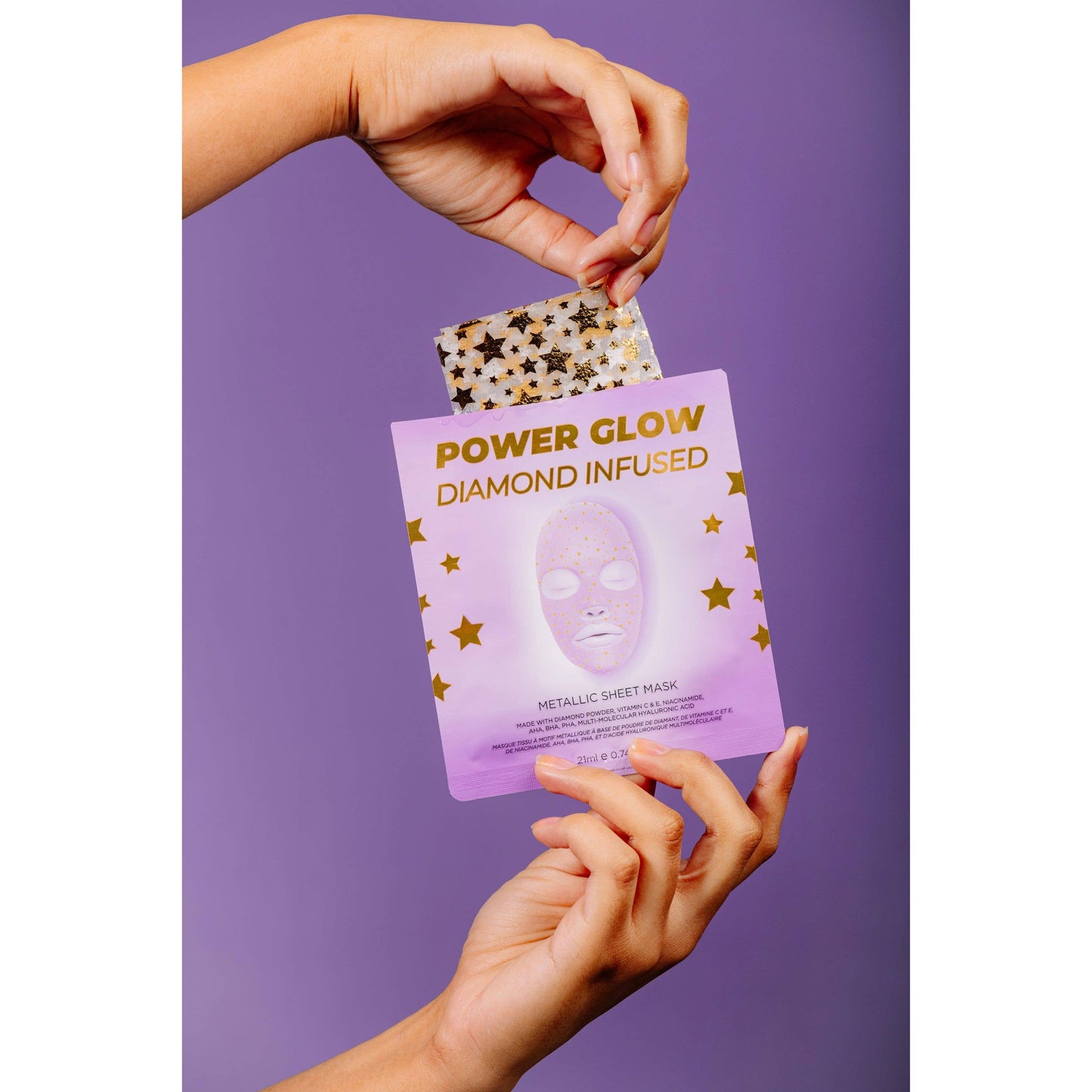 Power Glow Diamond Infused Metallic Face Sheet Mask 💎 | Vegan South Korean Skincare