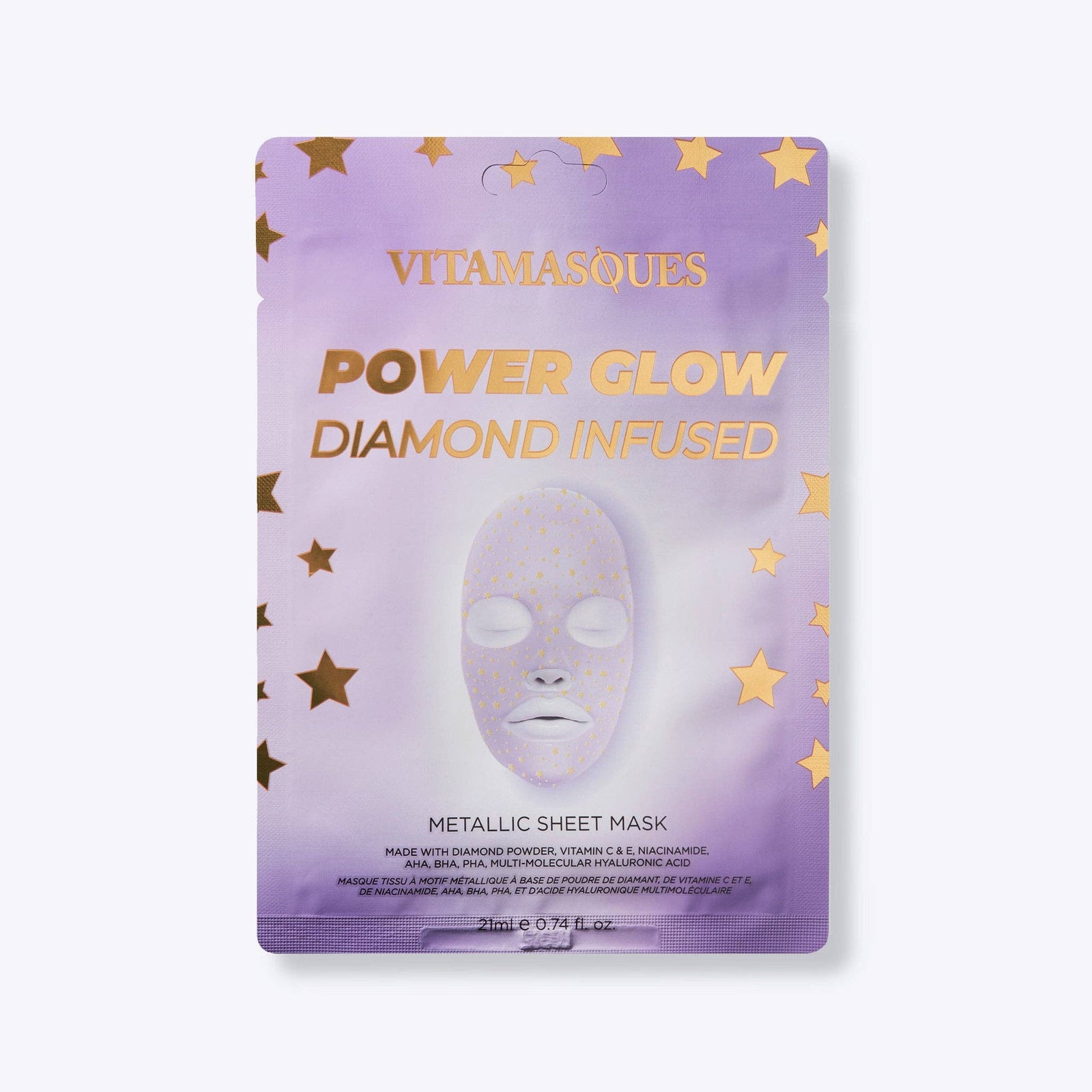 Power Glow Diamond Infused Metallic Face Sheet Mask 💎 | Vegan South Korean Skincare