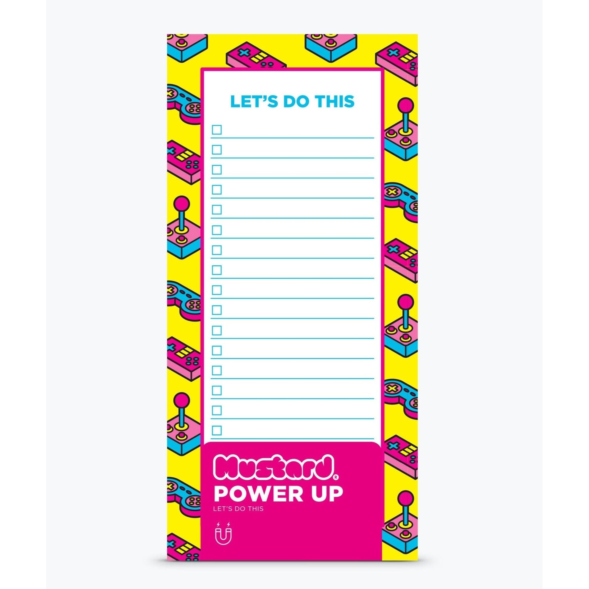Power Up Let's Do This Notepad | Retro '90s List Pad | Magnetic, Sticks to Fridge