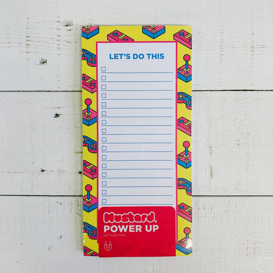 Power Up Let's Do This Notepad | Retro '90s List Pad | Magnetic, Sticks to Fridge