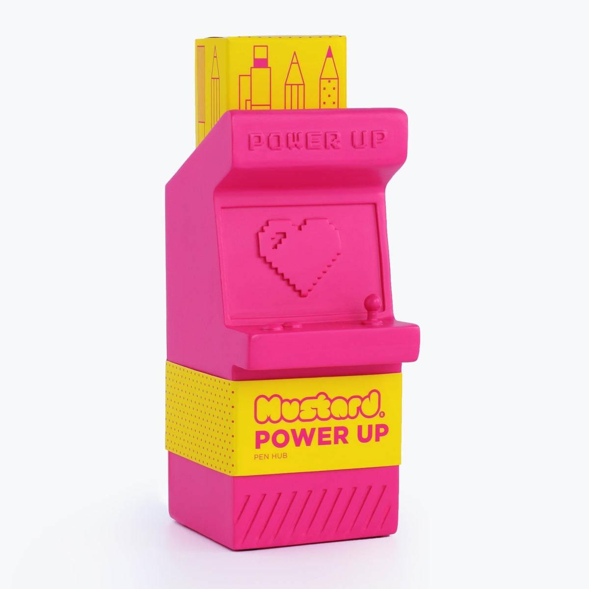 Power Up Retro Arcade Pen Pot — Bulk Lot of 24 (Gifting, Events & Resale)-Mustard-The Bullish Store