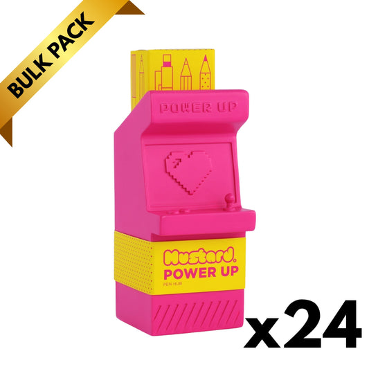 Power Up Retro Arcade Pen Pot — Bulk Lot of 24 (Gifting, Events & Resale)-Mustard-The Bullish Store