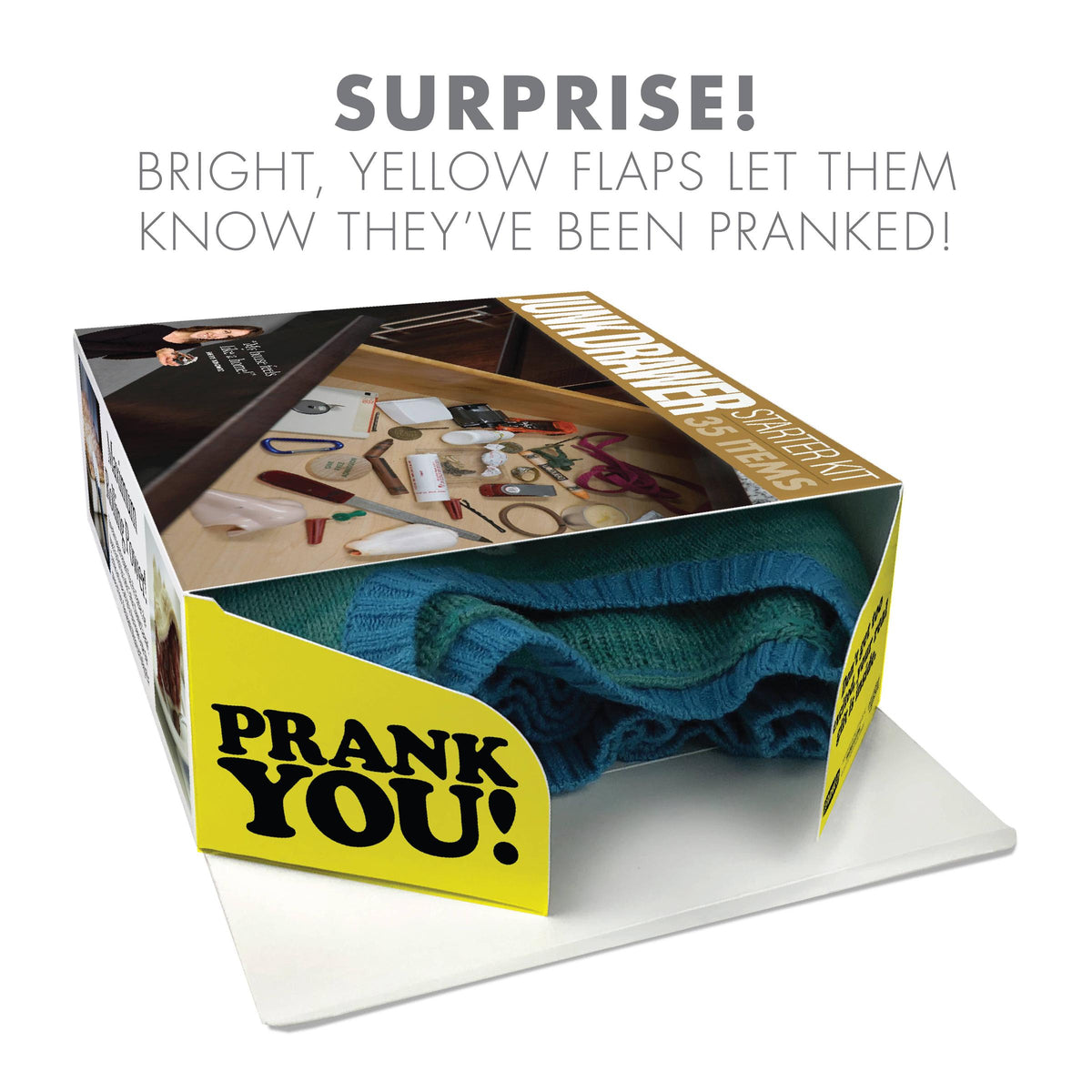 Prank Gift Box Junk Drawer Starter Kit | Hilarious Fake-Out Empty Box for Any Gift-Prank-O-The Bullish Store