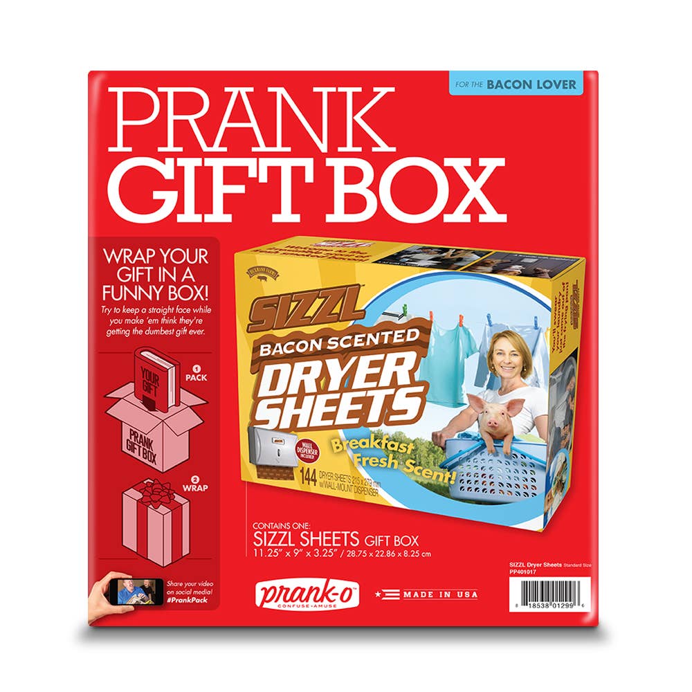 Prank Gift Box Sizzl Bacon Scented Drying Sheets | Hilarious Fake-Out Empty Box for Any Gift-Prank-O-The Bullish Store