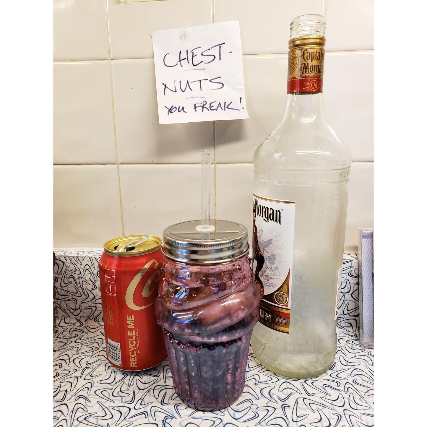 Pretty Pink Cupcake Sipper Glass | Wine or Cocktail Glass with Straw for Indoors or Outdoors