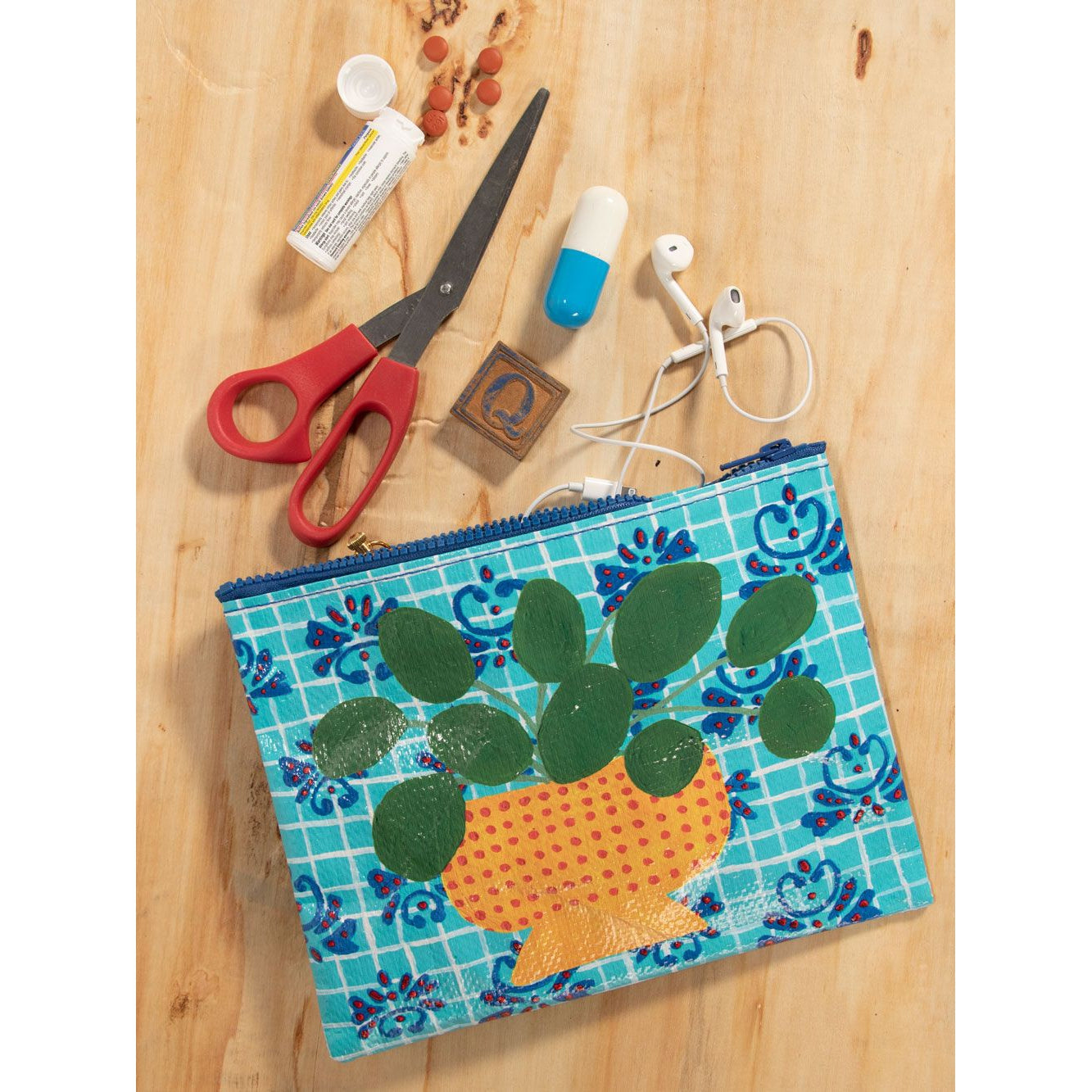 Pretty Plant Recycled Material Zipper Pouch