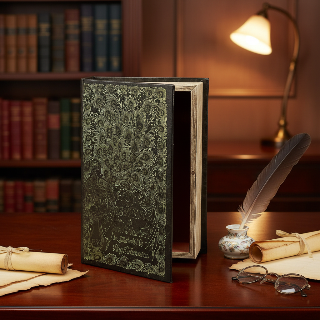 Pride And Prejudice Decorative Book Box | Faux Leather Wrap Book Shaped Storage Stash Trinket Box