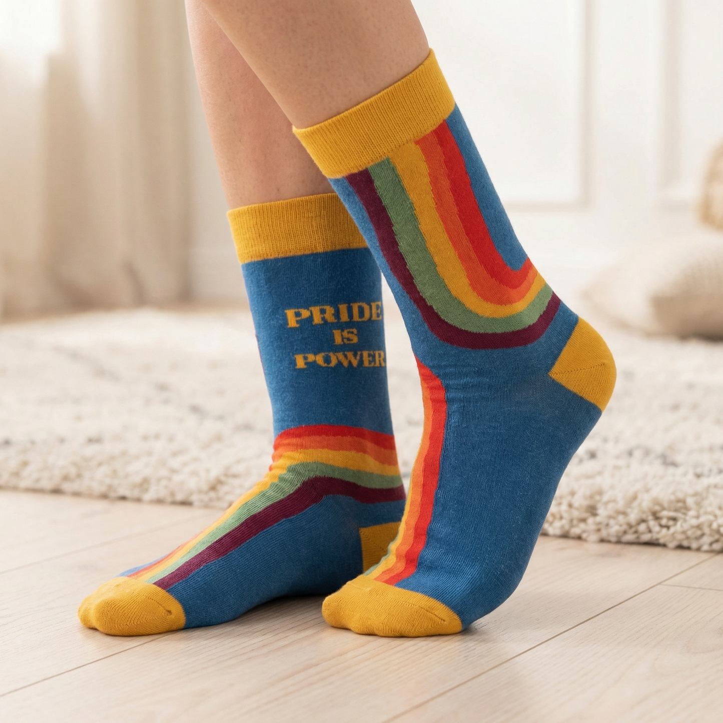 Pride Is Power Retro Socks | Rainbow LGBTQ Unisex