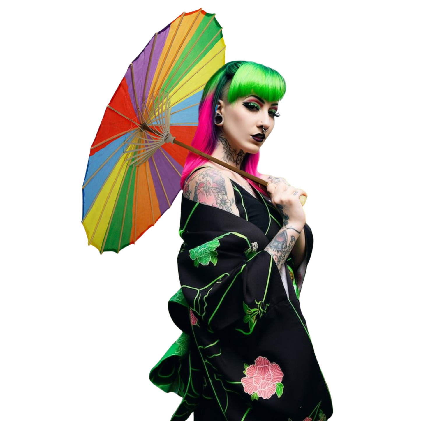 Pride Parasol Sun Umbrella | LGBTQ+ Rainbow Pride Oilpaper Sunshade, Parade Gear