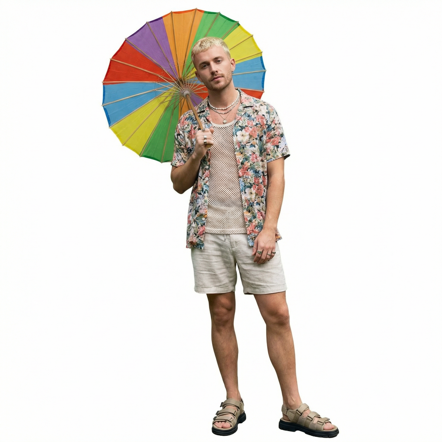 Pride Parasol Sun Umbrella | LGBTQ+ Rainbow Pride Oilpaper Sunshade, Parade Gear