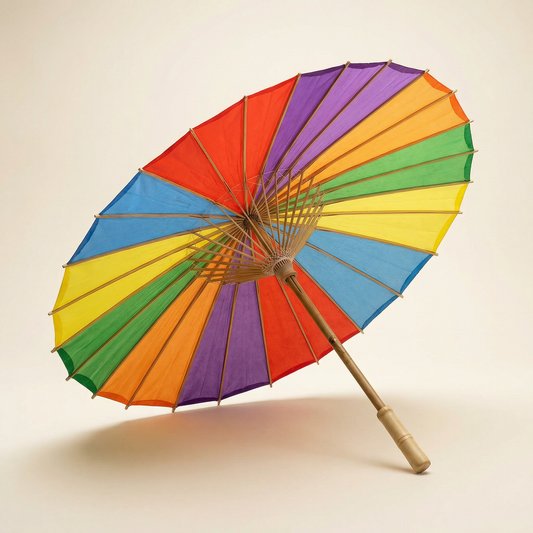 Pride Parasol Sun Umbrella | LGBTQ+ Rainbow Pride Oilpaper Sunshade, Parade Gear