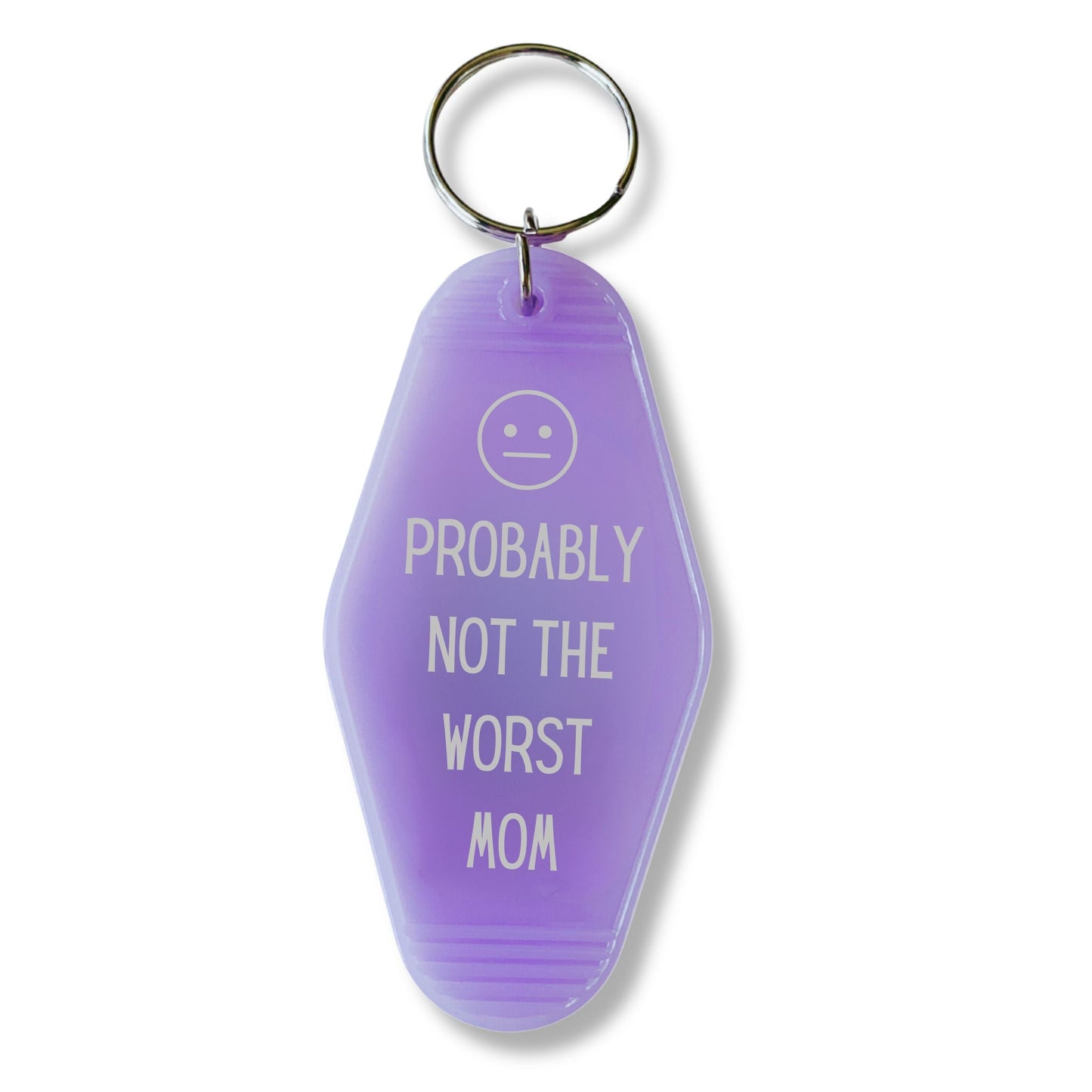 Probably Not the Worst Mom Motel Style Keychain in Purple