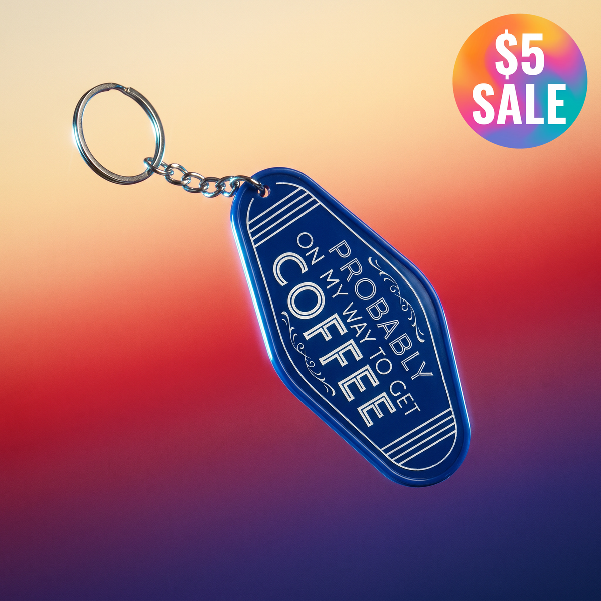 Probably On My Way To Get Coffee Keychain-Creative Brands-The Bullish Store
