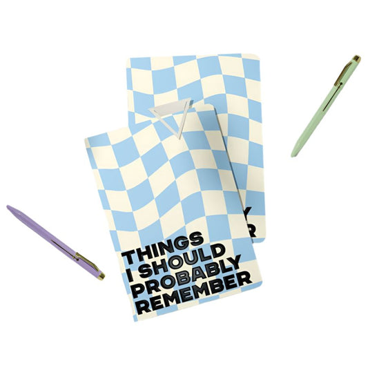 Probably Remember Mini Pocket Journal | White and Blue Mini Notebook | 40 Pages