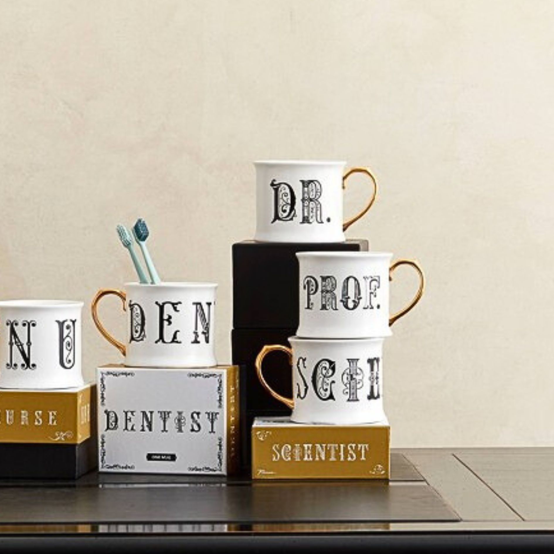 Prof. Lithographie Mug in Porcelain with Gilded Handle