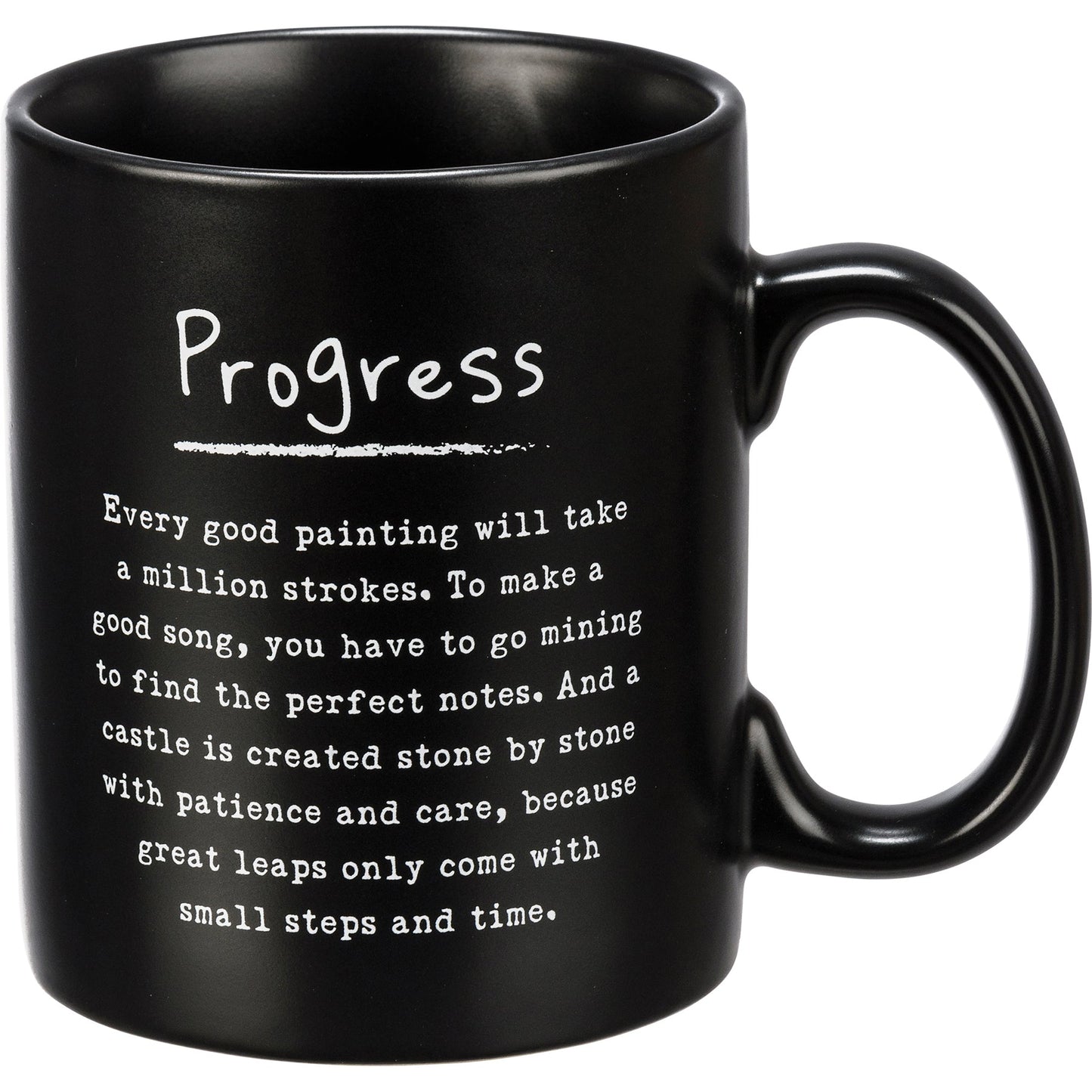 Progress Mug in Matte Black | Double-sided Stoneware Coffee Tea Cup | 20oz