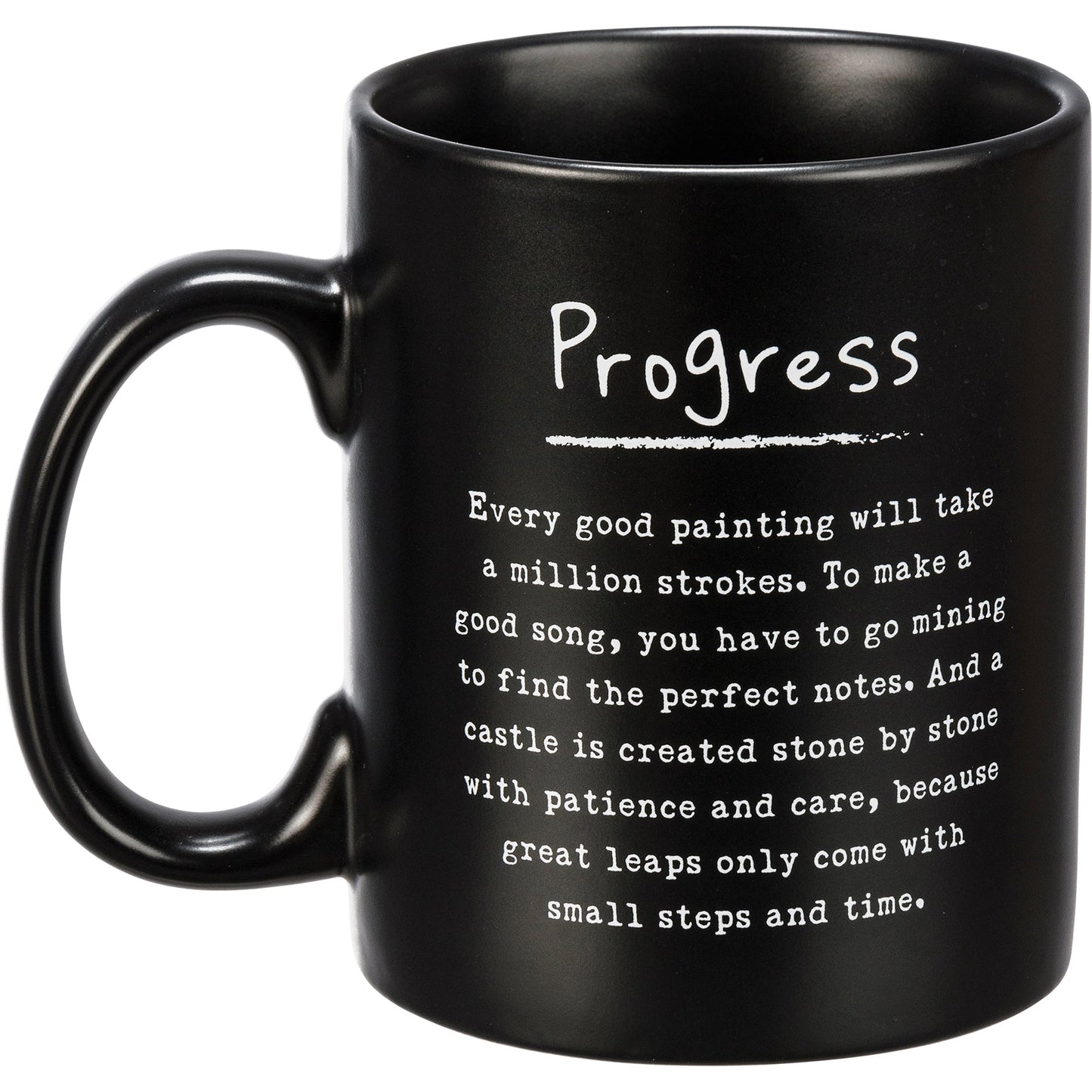Progress Mug in Matte Black | Double-sided Stoneware Coffee Tea Cup | 20oz