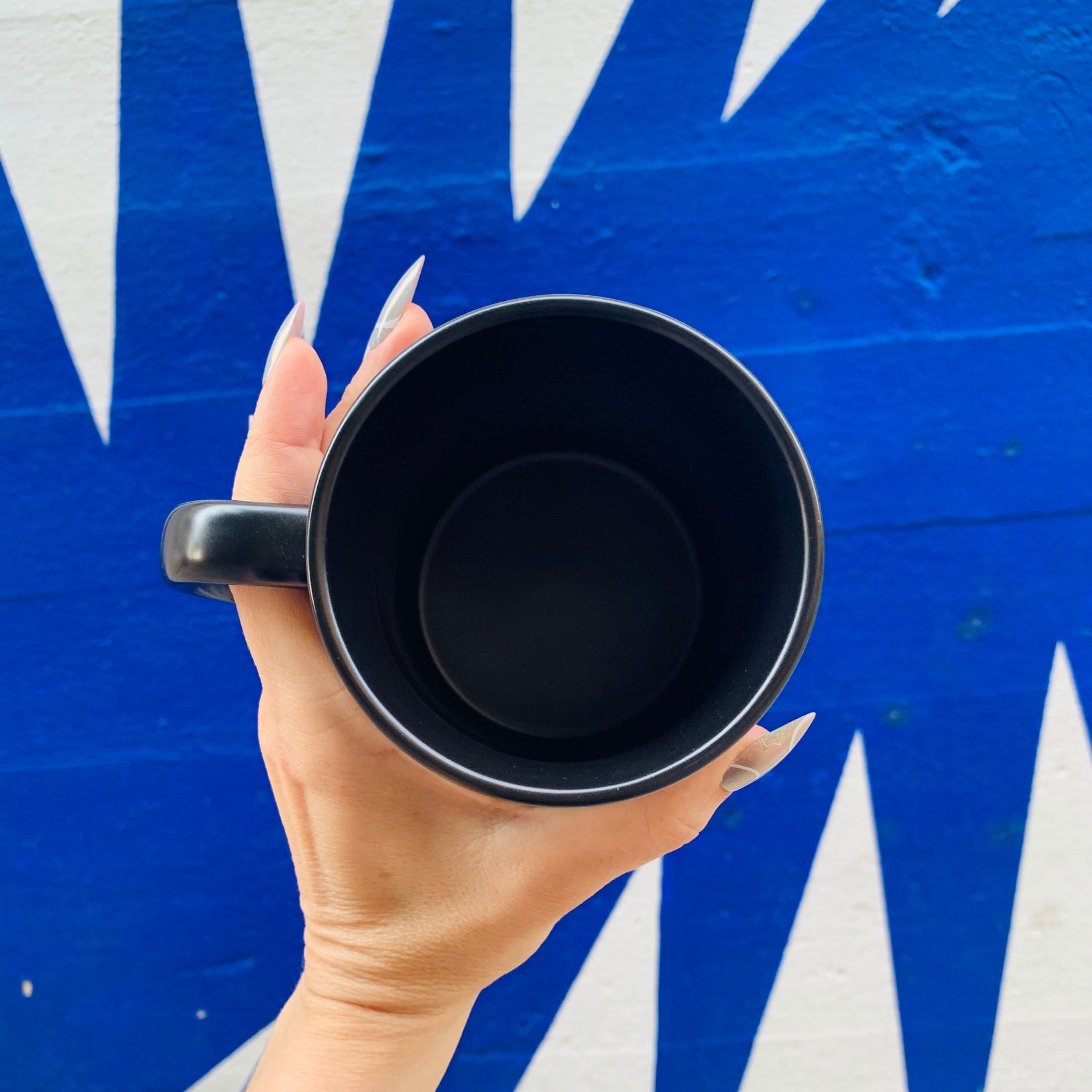 Progress Mug in Matte Black | Double-sided Stoneware Coffee Tea Cup | 20oz