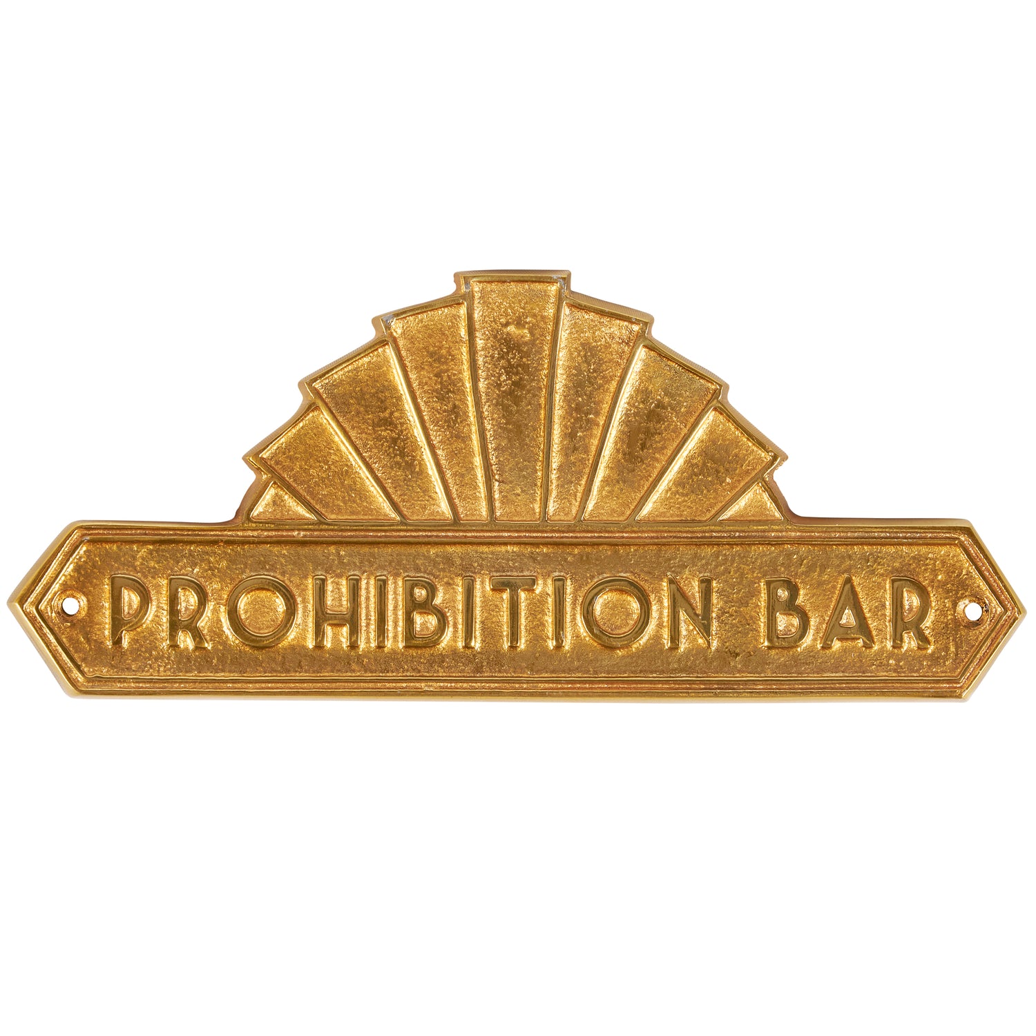 Prohibition Bar Door Plaque Wall Decor | Antique Brass Vintage Bar Hanging Metal Display | 9" x 3.50"